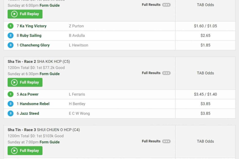 today's race results and dividends